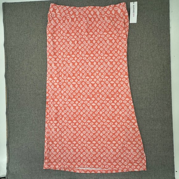New! Liz Claiborne Skirt Large Rayon & Spandex Elastic Waist Coral Geo‎ MSRP $37 - Picture 1 of 10